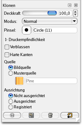 Eigenschaften des Werkzeuges Klonen